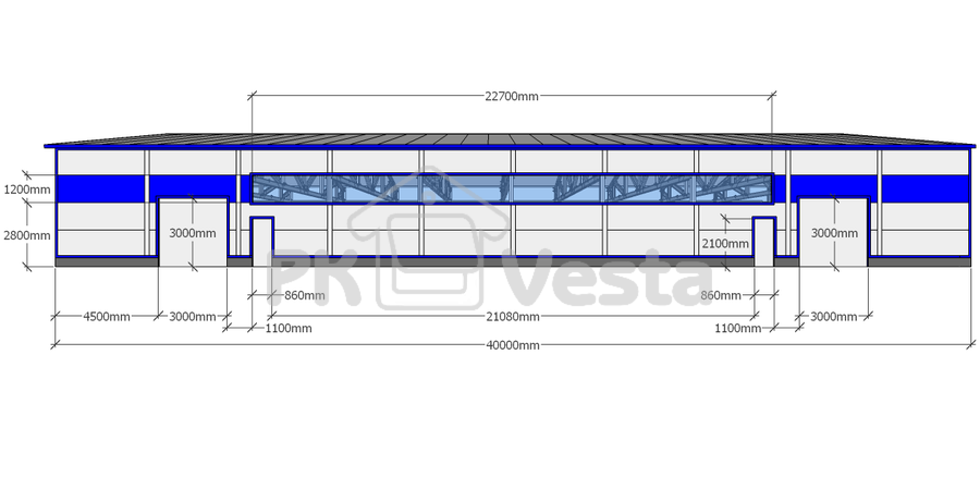 ПК «Веста» объявляет о завершении монтажа стального облегченного каркаса склада/офиса 24Шх40Дх5.2В из ЛСТК в г Тула, Россия