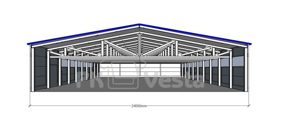 ПК «Веста» объявляет о завершении монтажа стального облегченного каркаса склада/офиса 24Шх40Дх5.2В из ЛСТК в г Тула, Россия