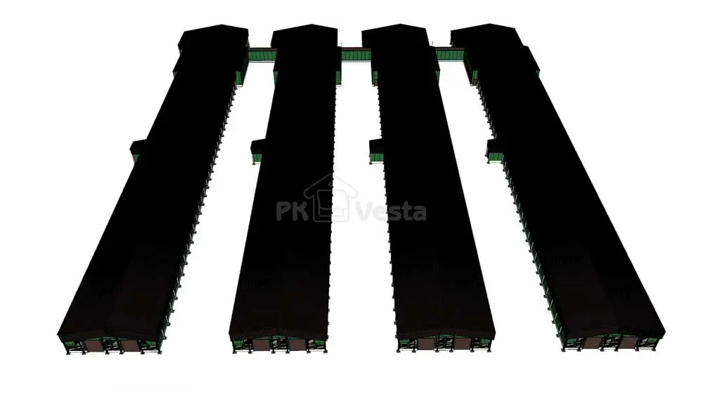 ПК Веста объявляет о заказе стальных конструкций для птицеводческого комплекса из 4 зданий 15Ш х 115Д х 3В из ЛСТК в Тульской области, Россия