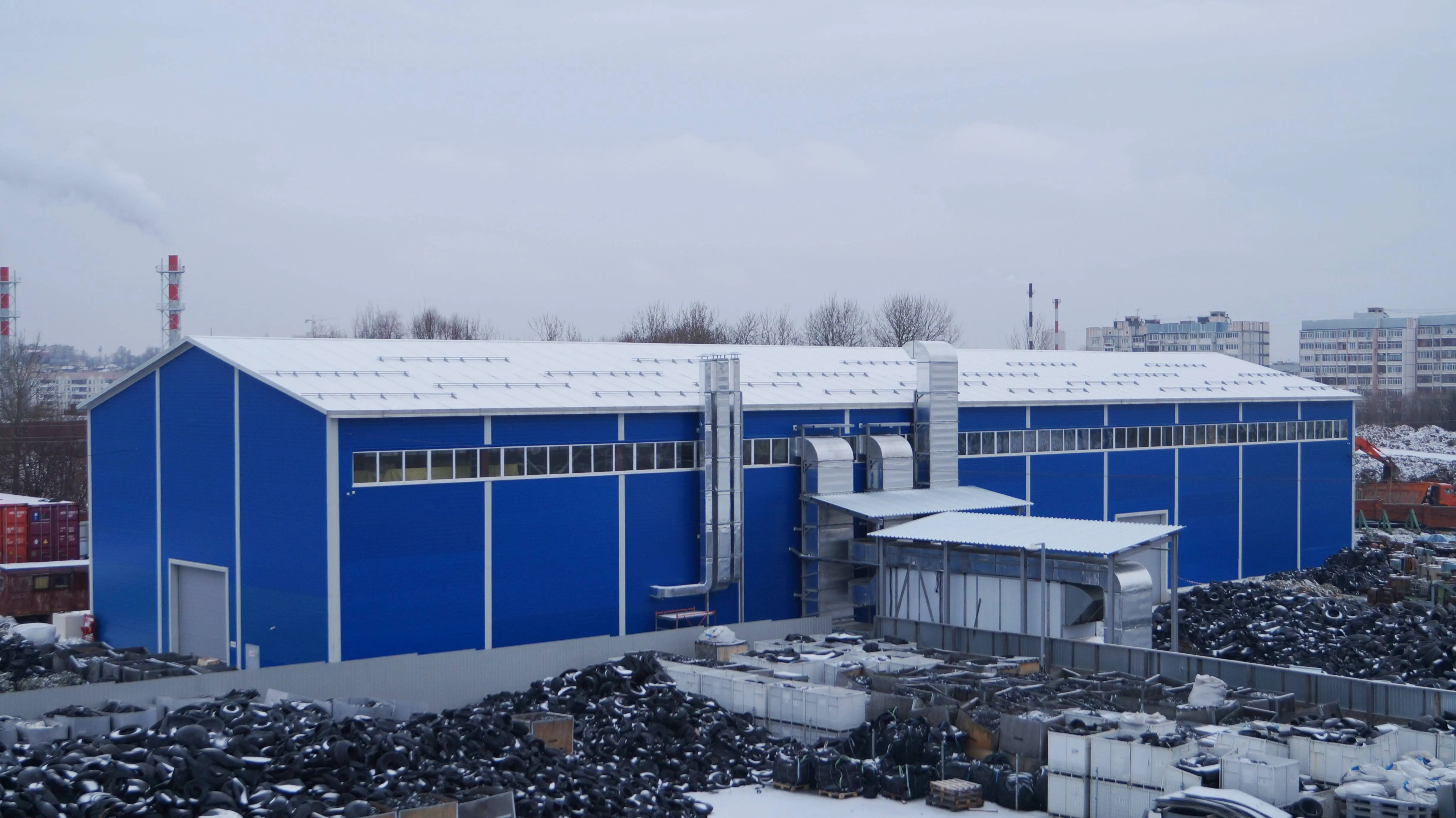 ПК Веста объявляет о вводе в эксплуатацию двух современных промышленных комплексов 18х60х9 и 18х36х9 для переработки резиновых шин в г. Тула, Россия