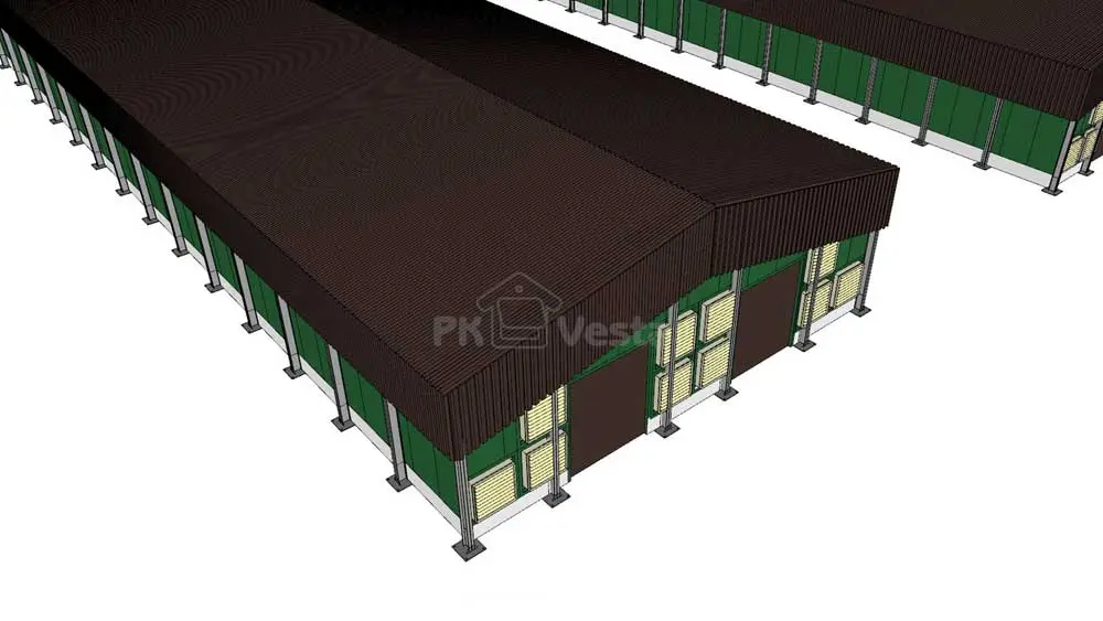 ПК Веста объявляет о заказе стальных конструкций для птицеводческого комплекса из 4 зданий 15Ш х 115Д х 3В из ЛСТК в Тульской области, Россия