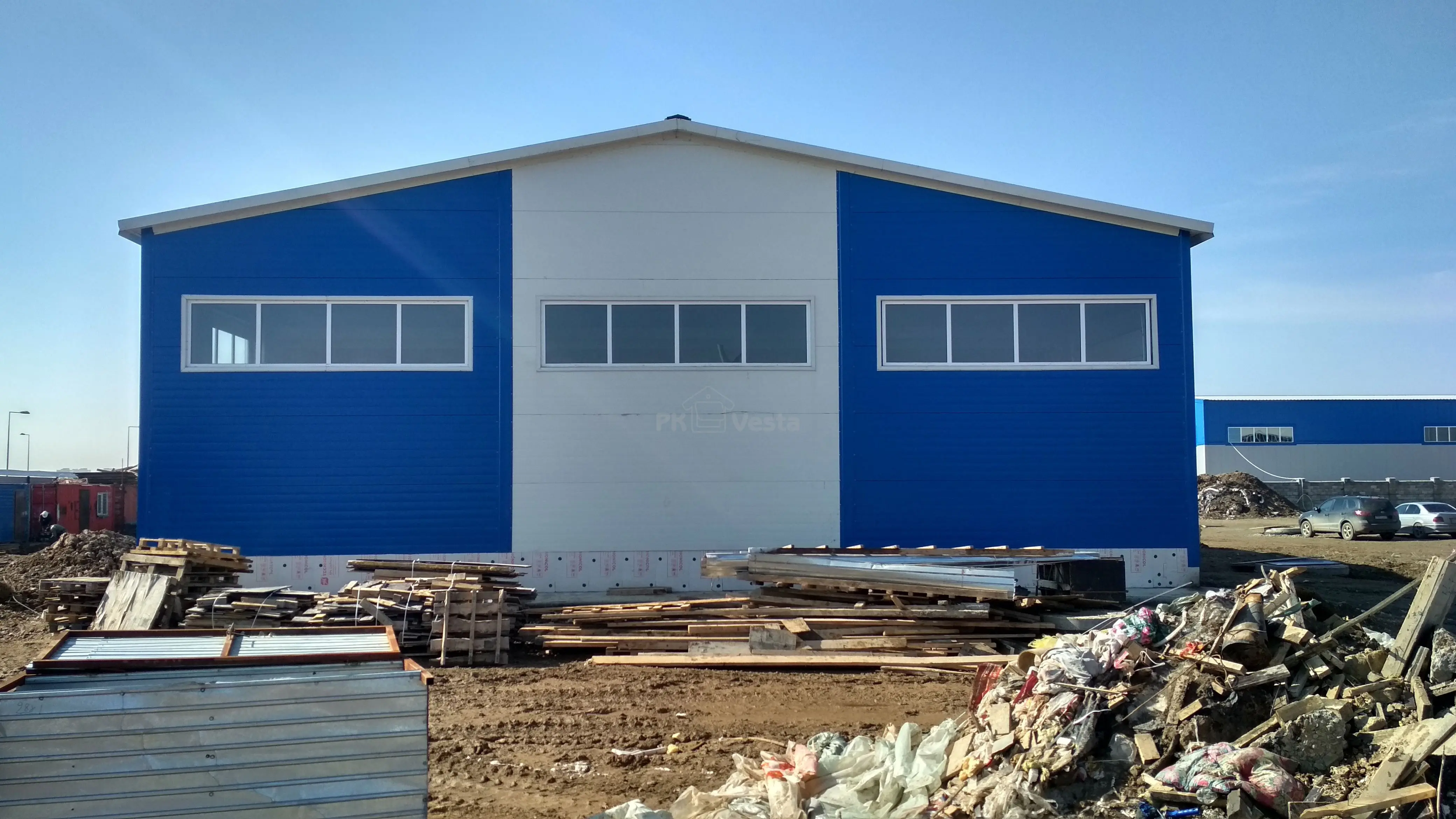ПК Веста объявляет о завершение монтажа быстровозводимого промышленного комплекса/Складов 42Ш х 48Д х 11В по изготовлению дорожной плитки в г. Астана, Казахстан