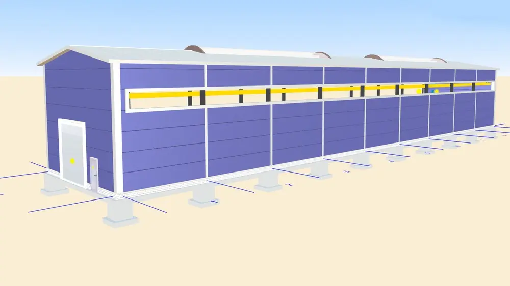 191. Быстровозводимый цех 10Ш х 54Д х 6.5В для ремонта вагонных колес в г. Экибастуз, Казахстан