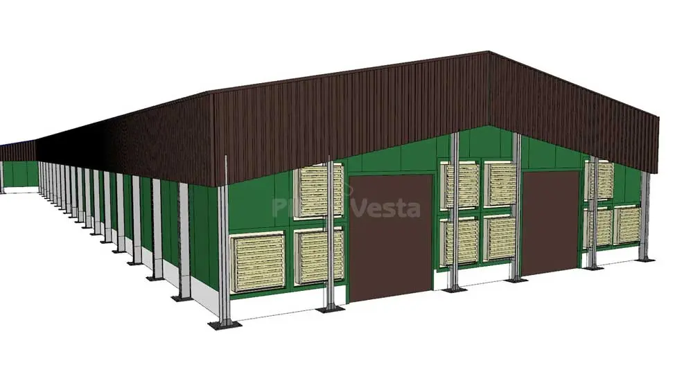 ПК Веста объявляет о заказе стальных конструкций для птицеводческого комплекса из 4 зданий 15Ш х 115Д х 3В из ЛСТК в Тульской области, Россия