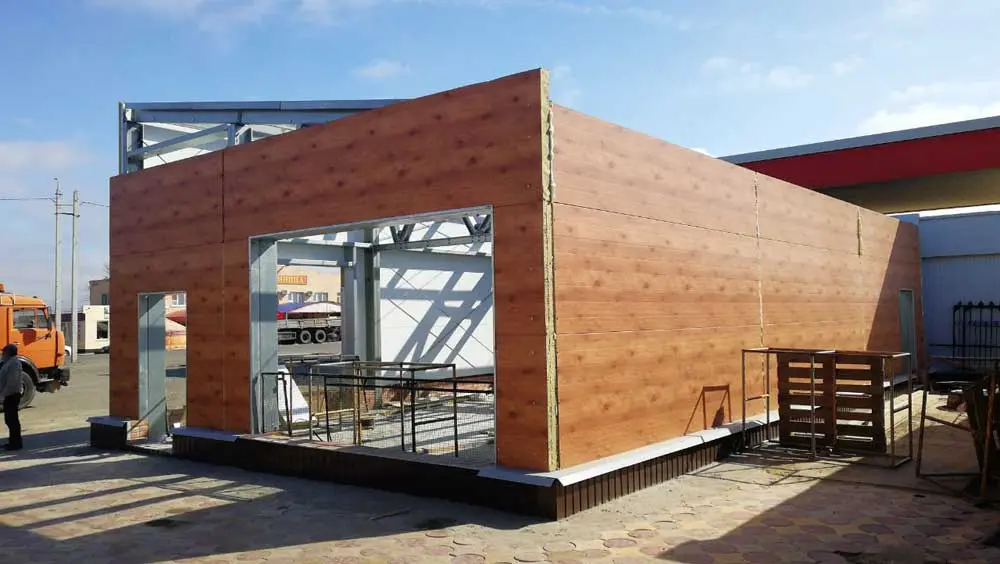 ПК «Веста» объявляет о начале монтажа быстровозводимого кафе 8 х 15 х 5.4 из ЛСТК с необычным дизайном в г. Элиста, Россия