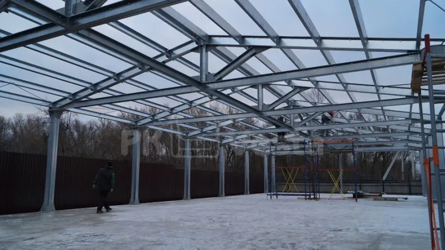 ПК «Веста» объявляет о завершении монтажа каркаса для быстровозводимого завода по изготовлению корма для рыб в г. Тула, Россия