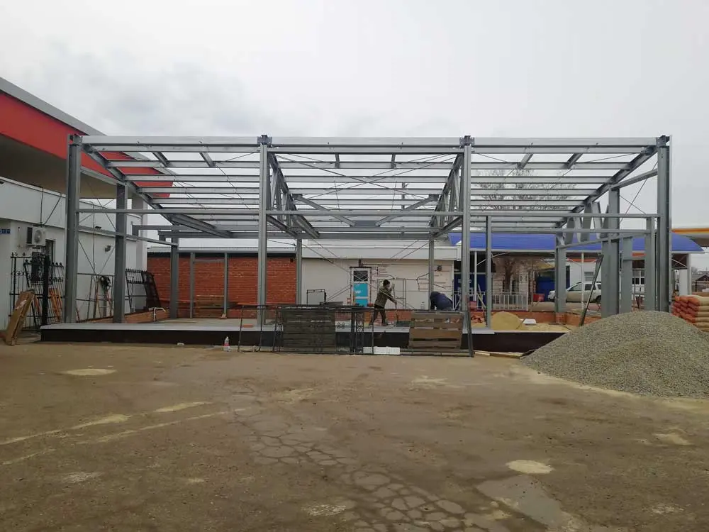 ПК «Веста» объявляет о начале монтажа быстровозводимого кафе 8 х 15 х 5.4 из ЛСТК с необычным дизайном в г. Элиста, Россия