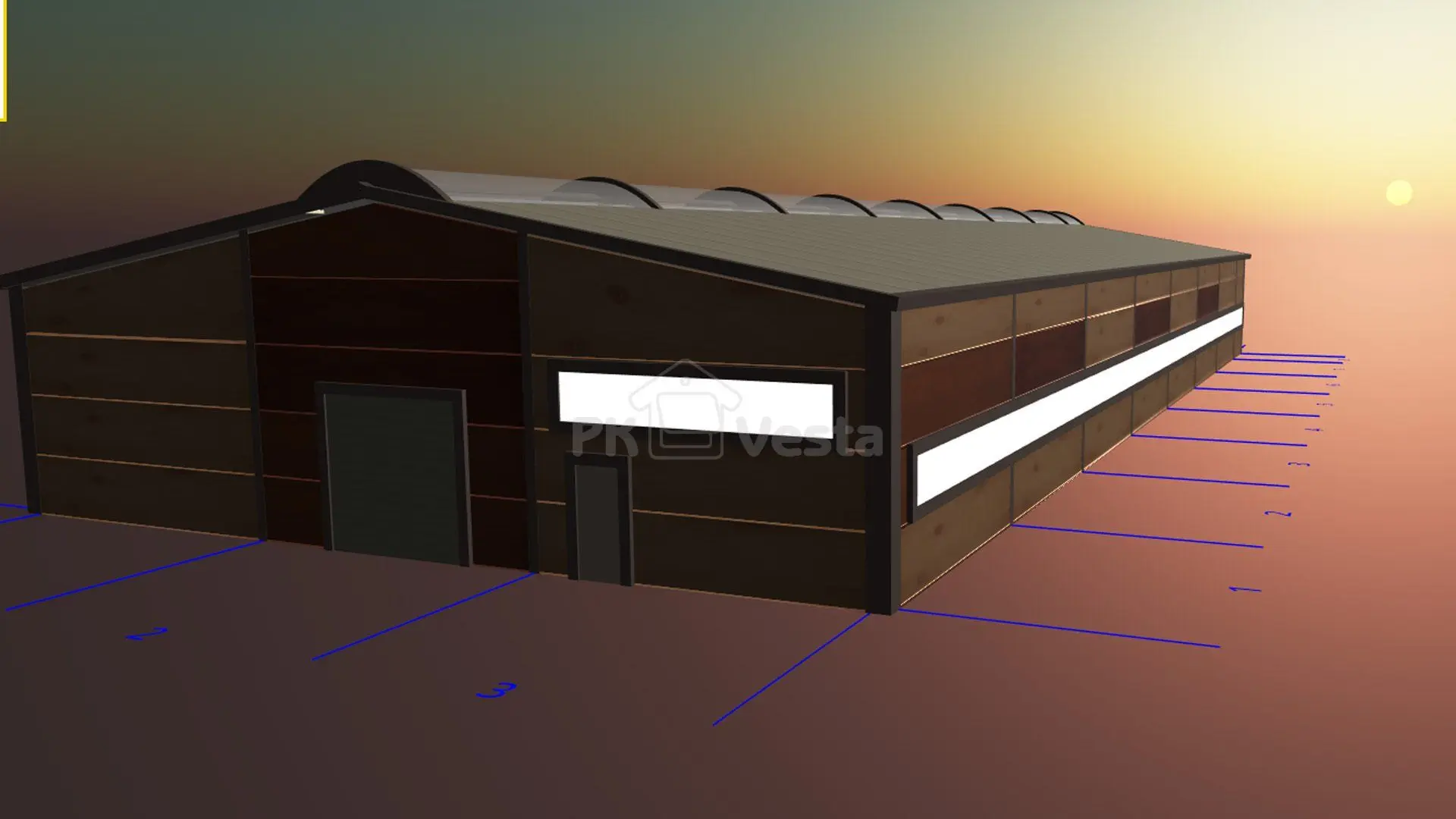 ПК Веста объявляет заказ быстровозводимого склада 18 х 45.5 х 5.4 с необычным дизайном в г. Москва, Россия