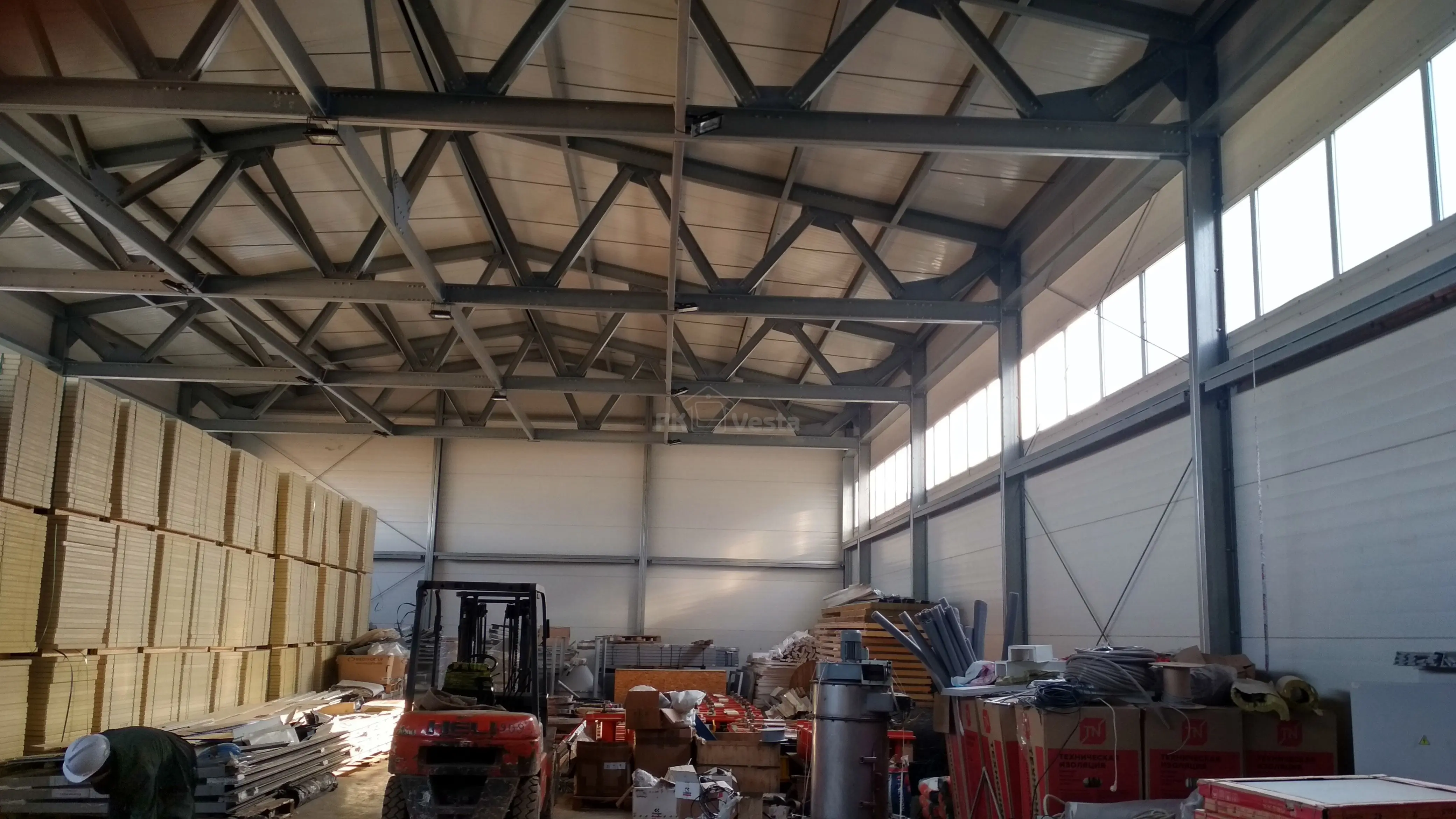 ПК Веста объявляет о завершение монтажа быстровозводимого промышленного комплекса/Складов 42Ш х 48Д х 11В по изготовлению дорожной плитки в г. Астана, Казахстан