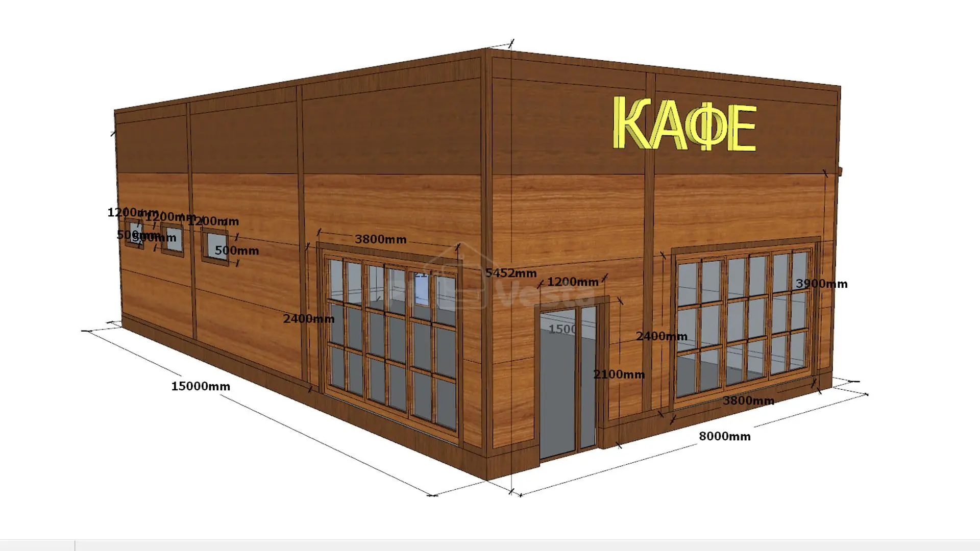 ПК «Веста» объявляет о заказе быстровозводимого кафе 8 х 15 х 5.4 из ЛСТК в г. Элиста, Россия