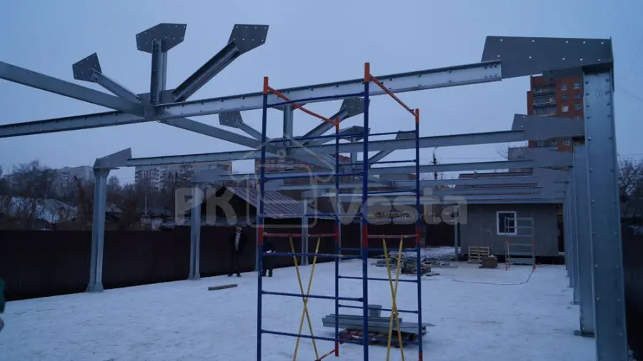 ПК «Веста» объявляет о завершении монтажа каркаса для быстровозводимого завода по изготовлению корма для рыб в г. Тула, Россия