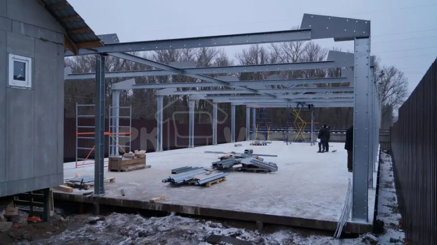 ПК «Веста» объявляет о завершении монтажа каркаса для быстровозводимого завода по изготовлению корма для рыб в г. Тула, Россия