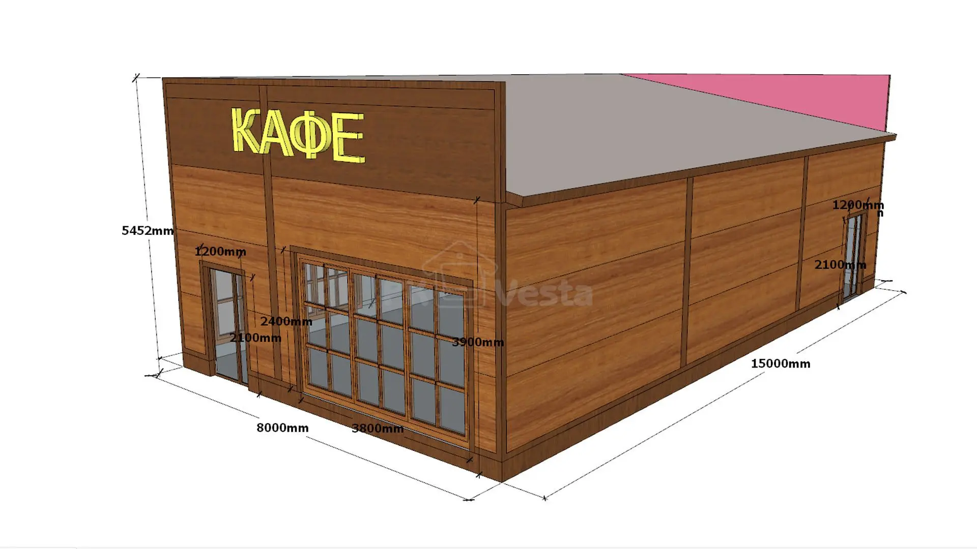ПК «Веста» объявляет о заказе быстровозводимого кафе 8 х 15 х 5.4 из ЛСТК в г. Элиста, Россия