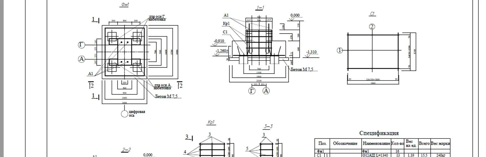 Данные по фундаменту